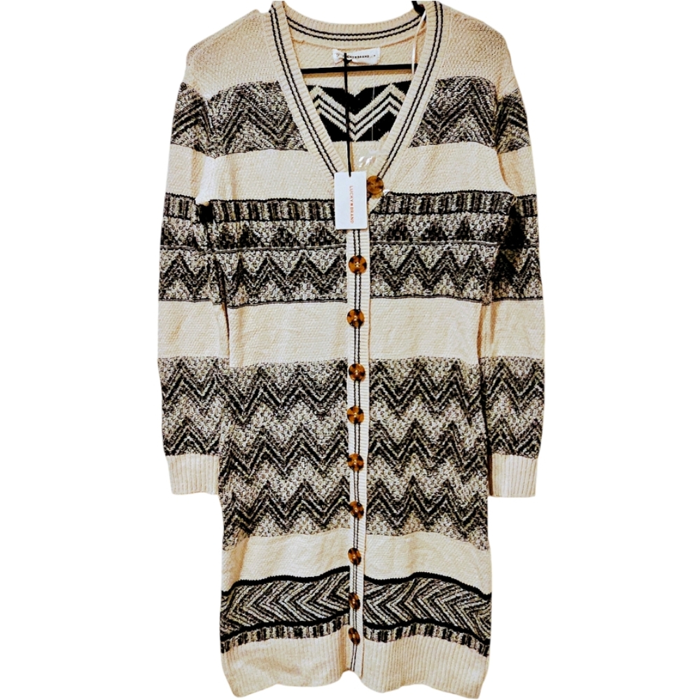 Lucky Brand Long Button Up Sweater Dress/Cardigan Medium New With Tags.